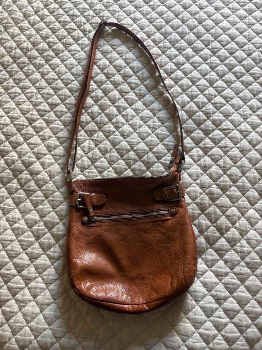 Tano Leather Crossbody Bag in Cognac Brown
